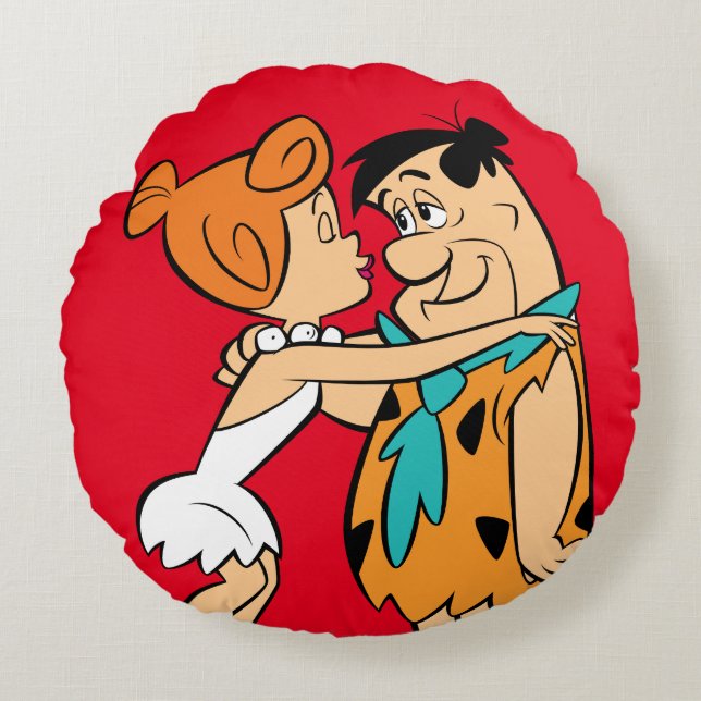 Flintstones | Wilma Kissing Fred Rund Kudde (Framsidan)