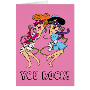 Flintstonesna Wilma & Betty rockstjärnor Hälsningskort