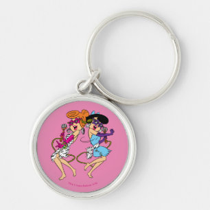 Flintstonesna Wilma & Betty rockstjärnor Rund Silverfärgad Nyckelring