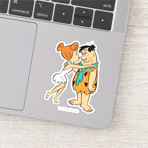 Flintstonesna Wilma som kysser Fred Klistermärken