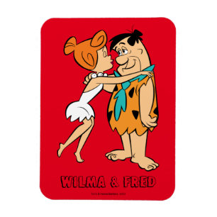Flintstonesna Wilma som kysser Fred Magnet