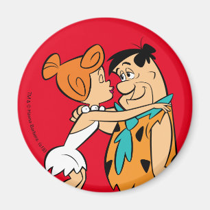 Flintstonesna Wilma som kysser Fred Magnet