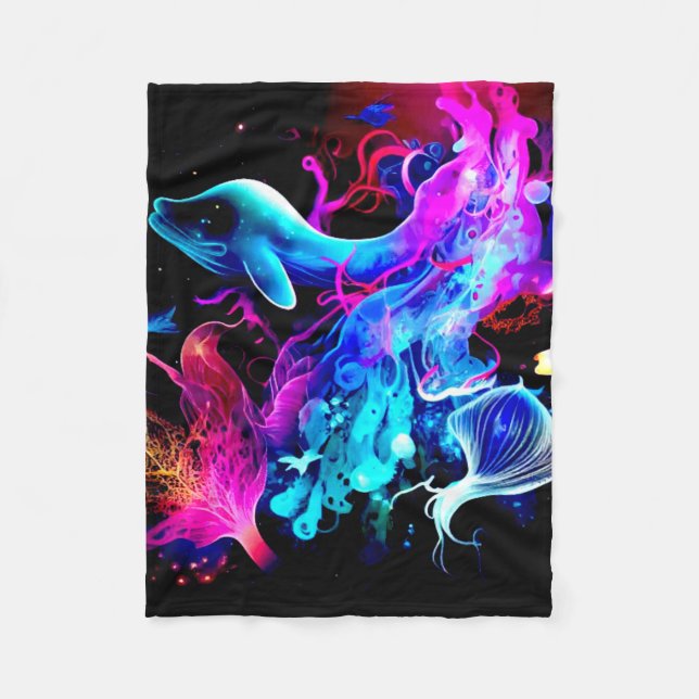FLIORFUL FANTASY SEA CREATTES FLEECE BLANKET (Framsidan)