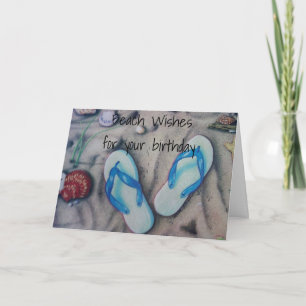 "FLIP DIN FLOPS" BEACHY BIRTHDAY HÄLSNING KORT