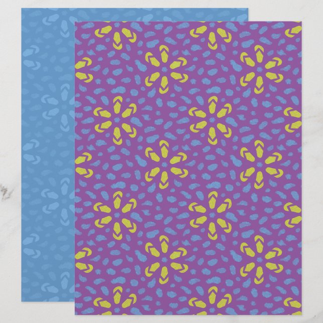 Flip-Flop Blommor Scrapbookpapper (Fram/baksida)