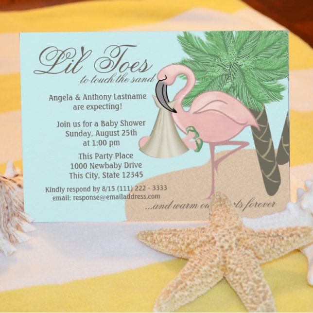 Flip Flop och Flamingo Baby Shower Inbjudningar (Skapare uppladdad)
