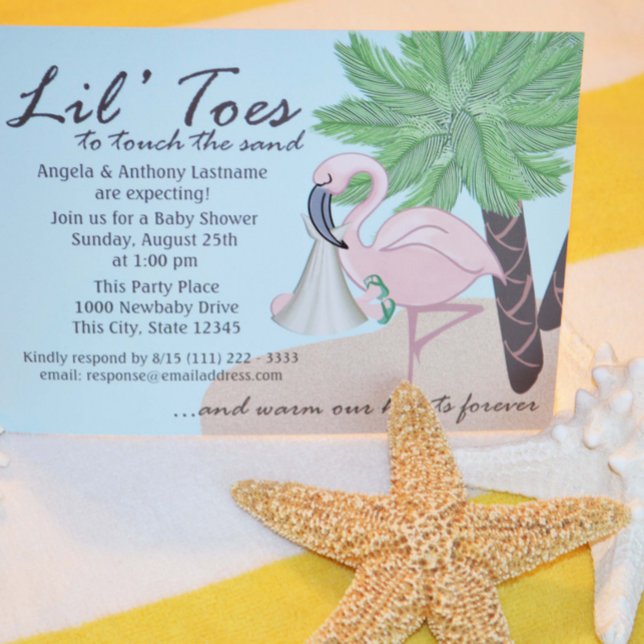 Flip Flop och Flamingo Baby Shower Inbjudningar (Skapare uppladdad)