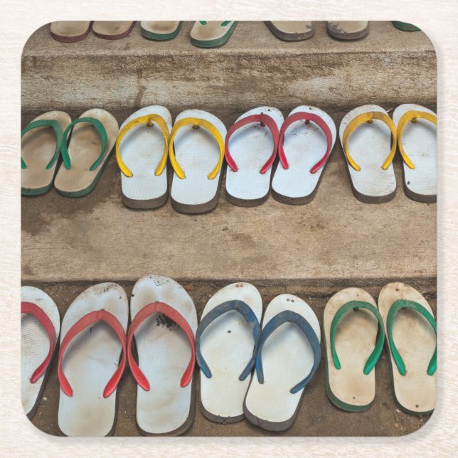 Flip Flop-sandaler Underlägg Papper Kvadrat (Framsidan)