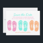 Flip Flop Strand Save the Date Spara Datumet<br><div class="desc">Spara datumet med dessa roliga och tropiskt färgade flip flops. Lägg till ditt datum och information efter behov.</div>