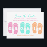 Flip Flop Strand Spar Datum Spara Datumet<br><div class="desc">Spara datumet med dessa roliga och tropiskt färgade flip flops. Lägg till ditt datum och information efter behov.</div>