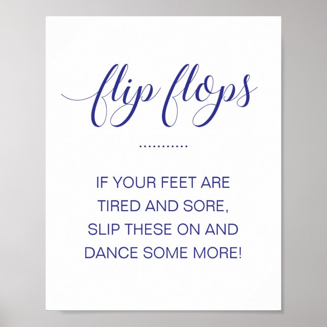 Flip Flops Dansskor Marinblå Bröllopsskylt Poster (Framsidan)
