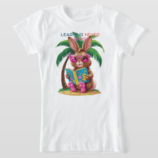 🐰👓📖 Flip-Flops & Fiction – Bunny Edition T Shirt (Laydown)