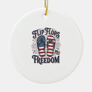 Flip Flops Frihet Patriotisk Sommar T-Shirt Design Julgransprydnad Keramik