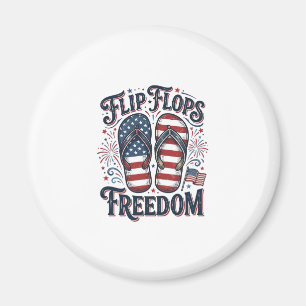 Flip Flops Frihet Patriotisk Sommar T-Shirt Design Magnet