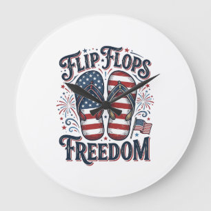 Flip Flops Frihet Patriotisk Sommar T-Shirt Design Stor Klocka