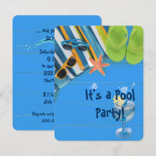 flip-flops med handduk Bassäng Party Inbjudningar