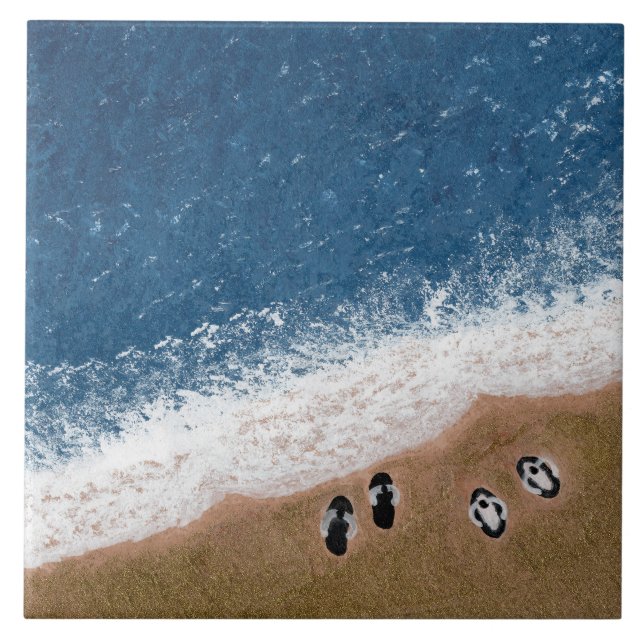 Flip Flops på sandstranden Kakelplatta (Framsidan)