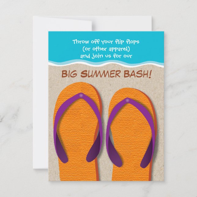 Flip Flops På Strand Sommarfest Inbjudan (Framsida)