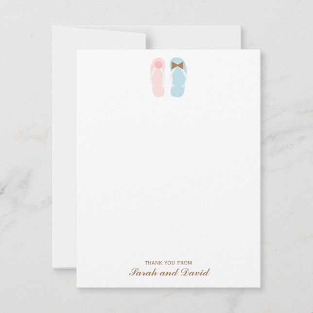 Flip Flops Strandbröllop Platta Tacksamhetskort Inbjudningar (Framsida)