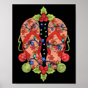 Flip Flops Xmas Ljus Sommar Tropisk Jul I Poster