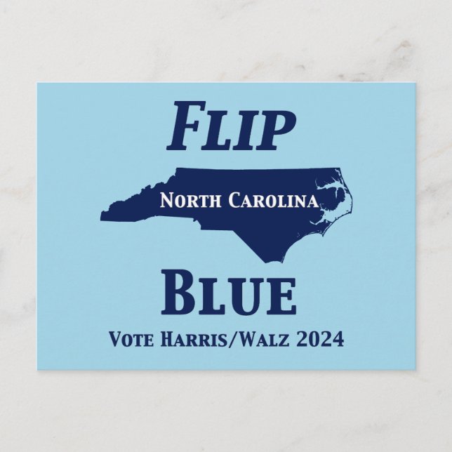 Flip North Carolina Blue 2024 Vykort (Framsida)