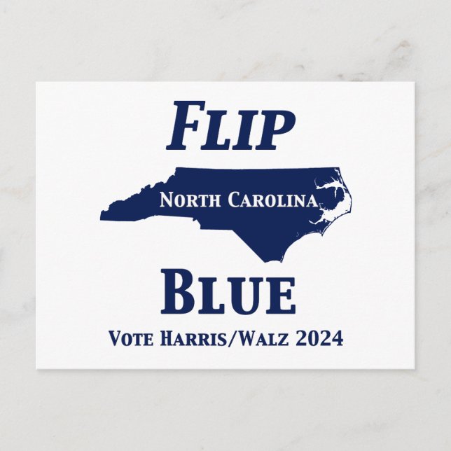Flip North Carolina Blue 2024 Vykort (Framsida)