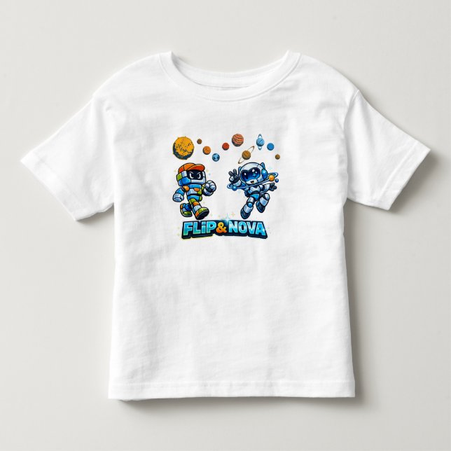 FLIP & NOVA Space Explorer Kids T-Shirt (Framsida)