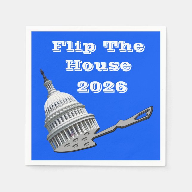 Flip The House Vote Blue 2026 Pappersservett (Framsidan)