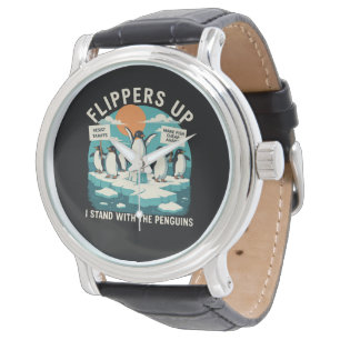 Flipper Upp Jag Står Med Pingviner Roligt Motstå  Armbandsur