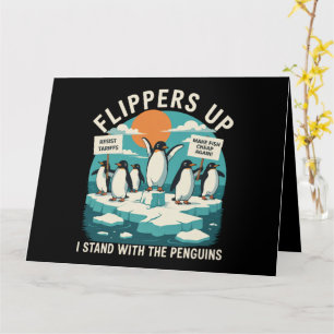 Flipper Upp Jag Står Med Pingviner Roligt Motstå  Kort