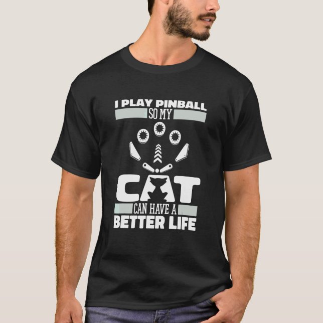 Flipperkatts Arkadspel Vintage Maskin Retro Pi T Shirt (Framsida)
