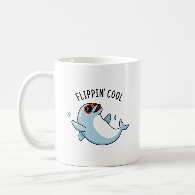 Flippin Coola Funny Dolphin Pun Kaffemugg (Vänster)