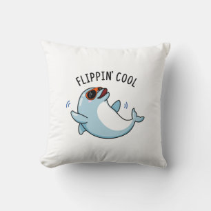 Flippin Coola Funny Dolphin Pun Kudde