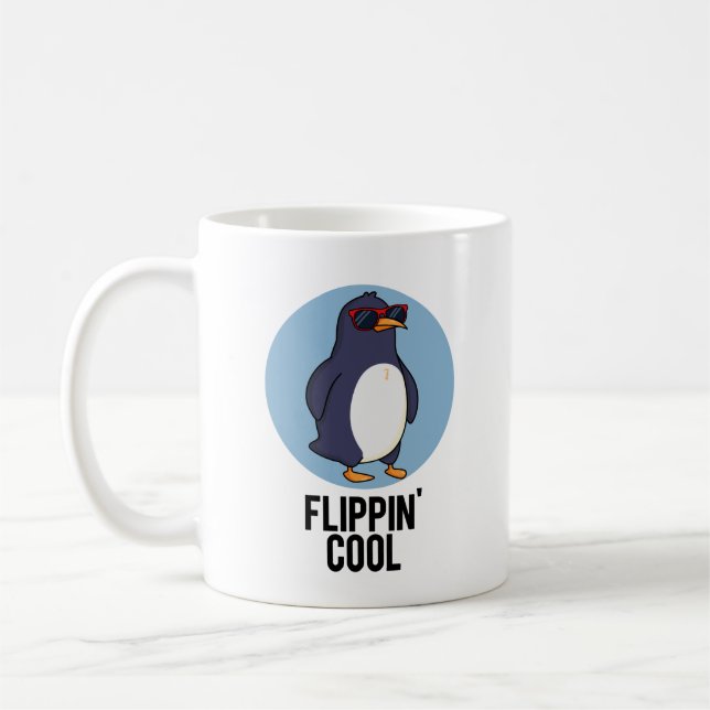 Flippin Coola Funny Penguin Pun Kaffemugg (Vänster)