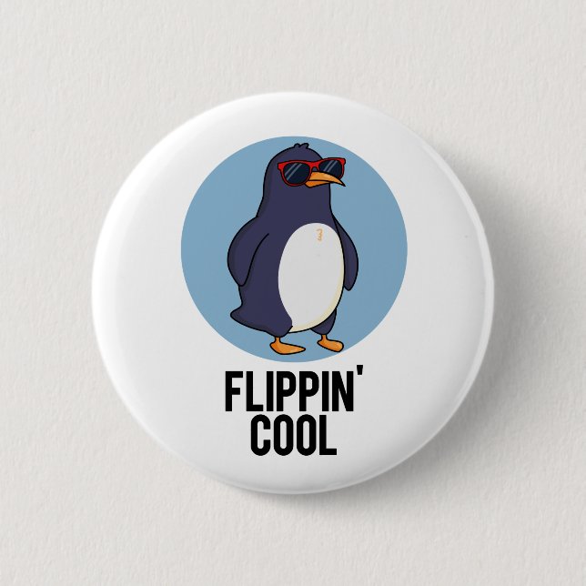 Flippin Coola Funny Penguin Pun Knapp (Framsida)