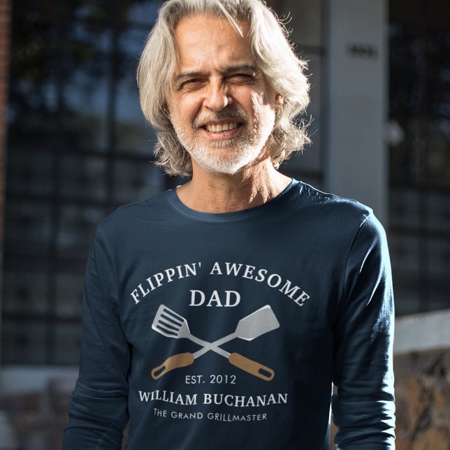 Flippin Fantastisk Pappa BBQ Far Personlig T Shirt (Flippin Awesome Dad BBQ Father Personalized T-Shirt)