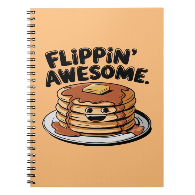 Flippin'Fantastisk Pancake Stack Funny Breakfast Anteckningsbok (Framsidan)
