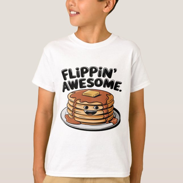 Flippin'Fantastisk Pancake Stack Funny Breakfast T Shirt (Framsida)