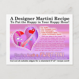 Flirt-Tini Valentine Martini Recipe-vykort Helg Vykort