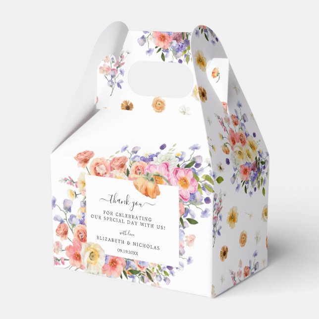 Flirtig blomsteräng | Bröllop tack Presentaskar (Framsidan Sidan)