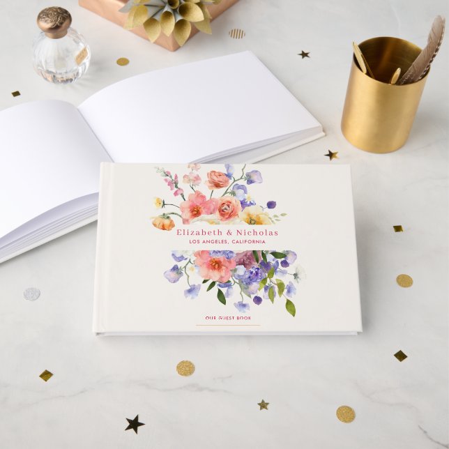 Flirtig blomsteräng | Sommarbröllop Gästböcker (Framsida öppen)