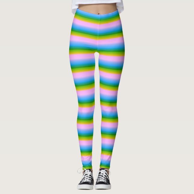 Flirtiga regnbågsränder leggings (Framsida)