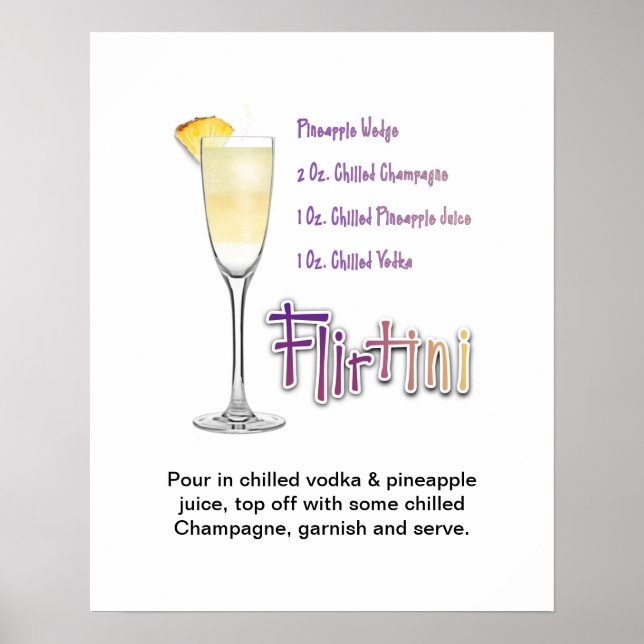 Flirtini Cocktailrecept Konst 16"x20" Poster (Framsidan)