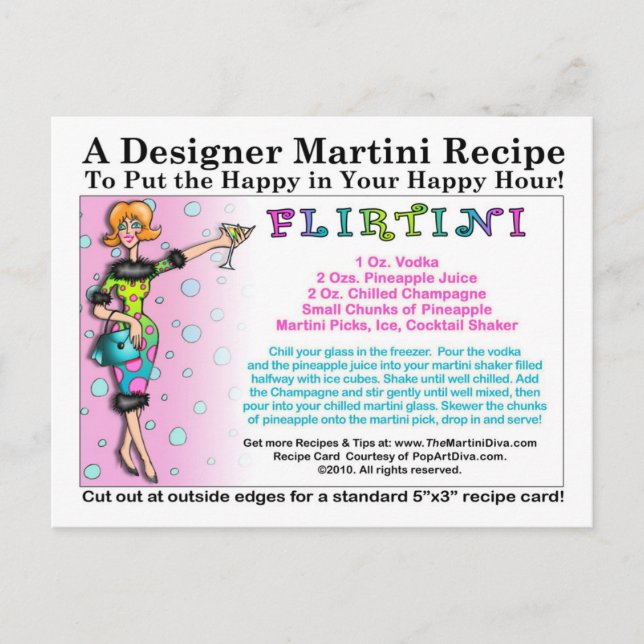 Flirtini Martini Recipe-vykort Vykort (Framsida)