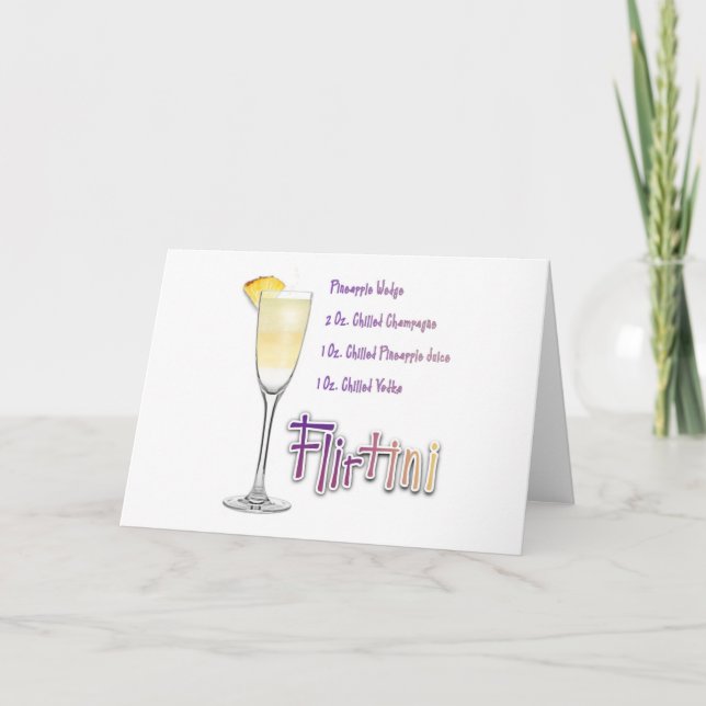Flirtini Pineapple Mimosa Cocktail Recipe Art Kort (Framsida)