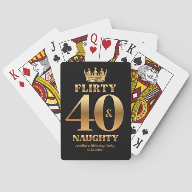 flirty 40 and naughty ,gold and black birthday casinokort (Baksidan)