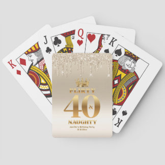 flirty 40 and naughty ,gold metallic glitters  casinokort