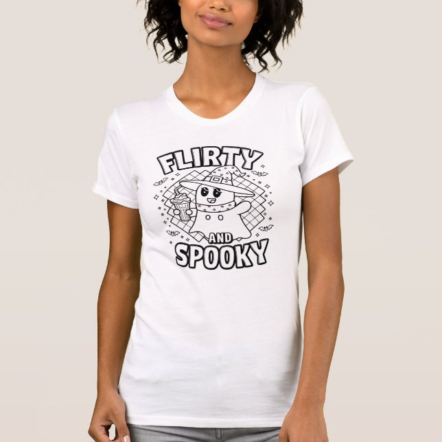Flirty and Spooky Halloween Ghost T Shirt (Framsida)