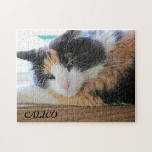 Flirty Calico eller Photo Jigszle Puzzle Pussel