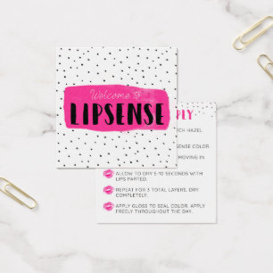 Flirty Fuchsia LipSense applikationkort Fyrkantigt Visitkort